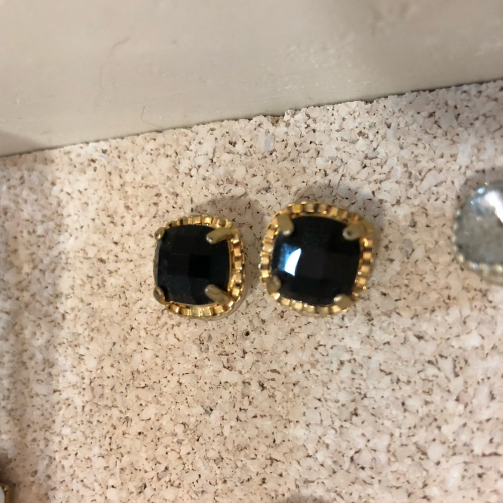 Kate Spade Black gemstone and gold statement studs